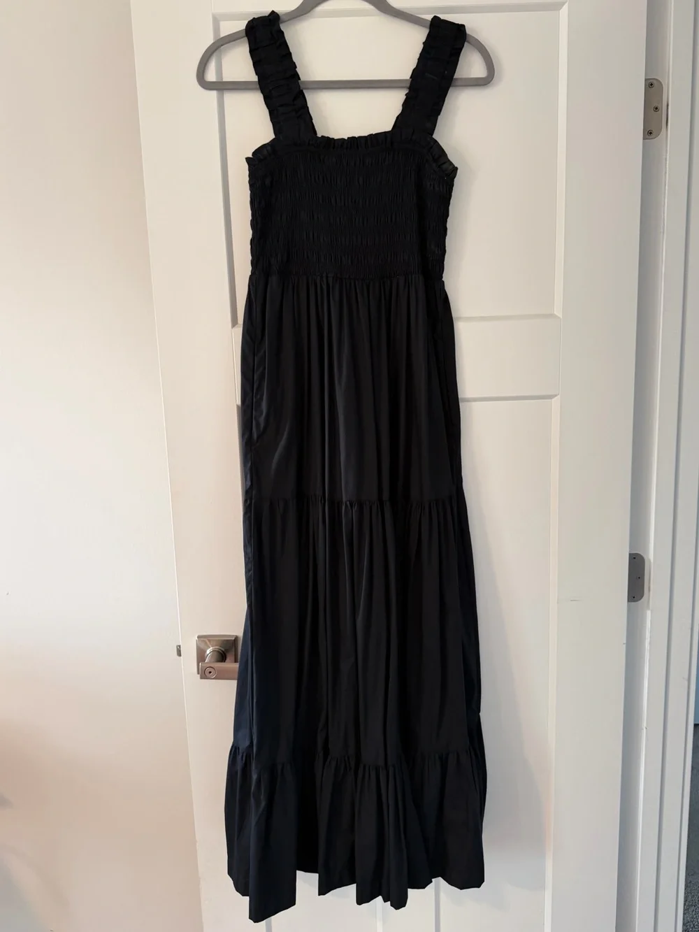 Abercrombie & Fitch Black Smocked Maxi Dress with Ruffled Straps